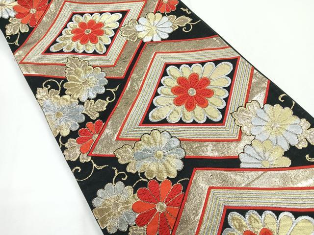 平和屋着物◎六通柄袋帯 唐織 菊菱文 金銀糸 正絹 逸品 CABG1439nb