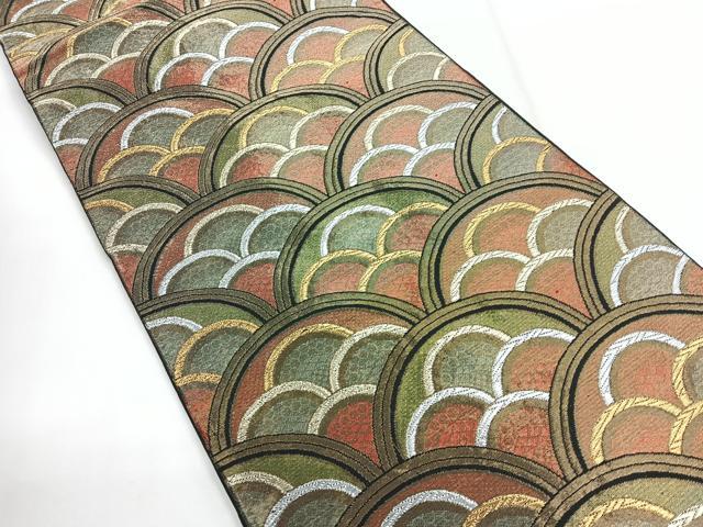 平和屋着物◎六通柄 本袋帯 青海波 黒地 金銀糸 正絹 逸品 CABG1443nb