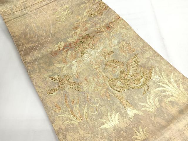 平和屋着物◎六通柄袋帯 花鳥文 金糸 引箔 正絹 逸品 CABG1489nb