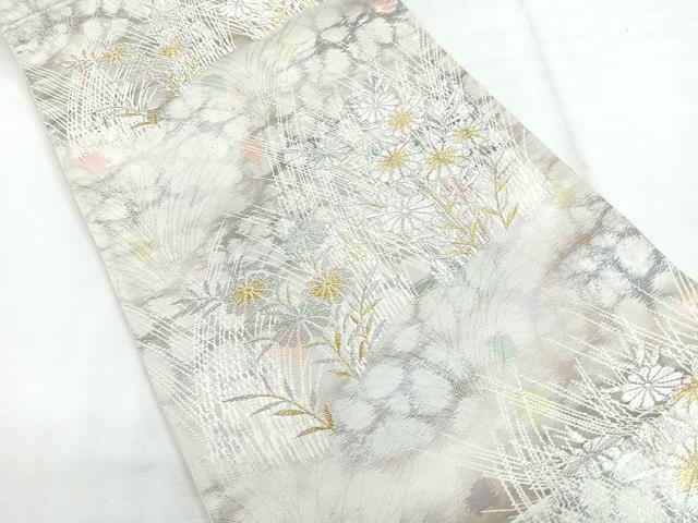 平和屋着物◎六通柄袋帯 菊 金銀糸 正絹 逸品 CABG1505nb