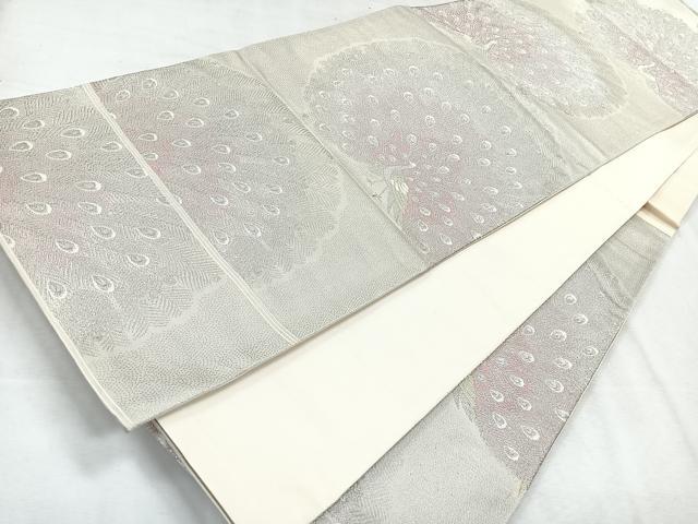 平和屋着物◎六通柄袋帯 孔雀 金銀糸 正絹 逸品 CABG1527nb