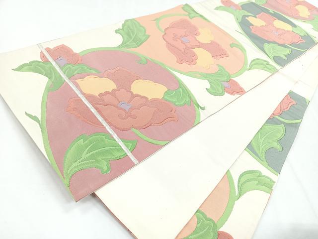 平和屋着物◎六通柄袋帯 更紗花文 正絹 逸品 CABG1528nb