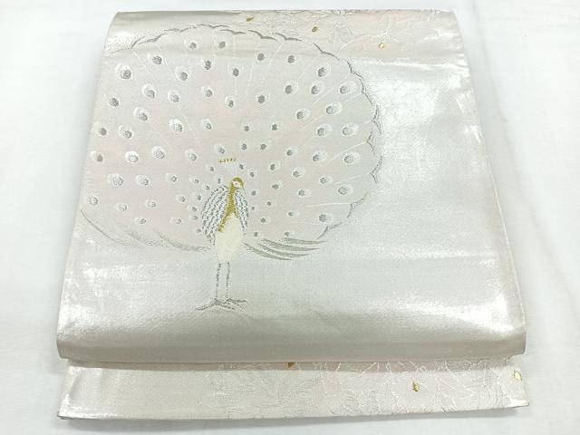 平和屋着物◎六通柄袋帯 孔雀花文 金銀糸 正絹 逸品 CABG1529nb