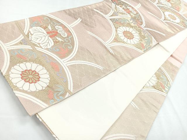 平和屋着物◎六通柄袋帯 草花青海波 金糸 正絹 逸品 CABG1533nb
