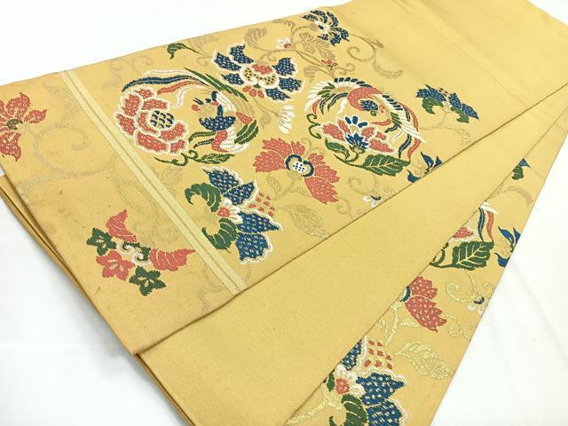 平和屋着物◎六通柄袋帯 更紗花鳥丸文 金糸 正絹 逸品 CABG1565nb