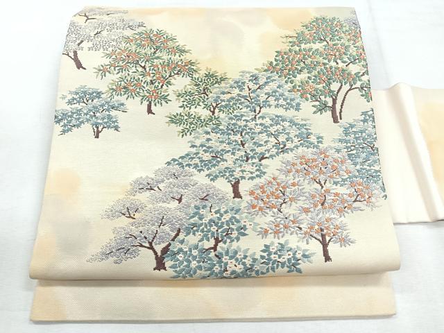 平和屋着物◎九寸名古屋帯 樹林風景文 正絹 逸品 CABG1582nb