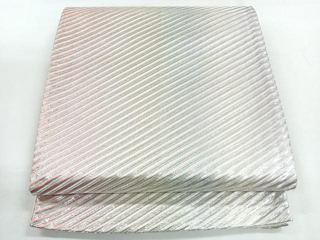 平和屋着物◎西陣 全通柄袋帯 斜線文 銀糸 証紙付き 正絹 逸品 CABG1587nb