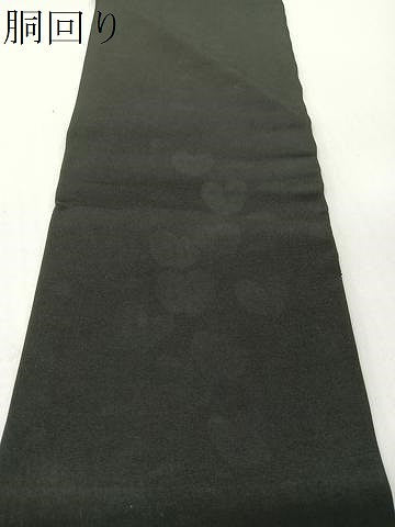 平和屋着物●塩瀬 九寸名古屋帯 総刺繍 草花文 黒地 金糸 正絹 逸品 CABG1601vp