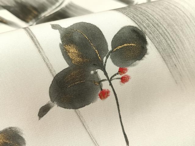 平和屋着物●塩瀬 九寸名古屋帯 作家物 手描き 笹竹文 金彩 正絹 逸品 CABG1622vp