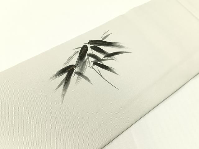 平和屋着物●塩瀬 九寸名古屋帯 作家物 手描き 笹竹文 金彩 正絹 逸品 CABG1622vp