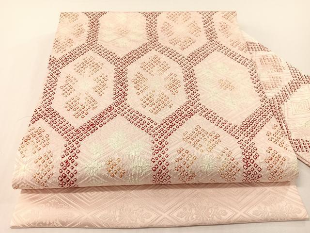 平和屋着物●九寸名古屋帯 総絞り 亀甲花文 正絹 逸品 CABG1625vp