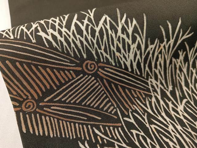 平和屋着物●塩瀬 九寸名古屋帯 ろうけつ染め 籬文 黒地 正絹 逸品 CABG1629vp