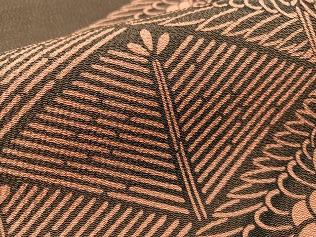 平和屋着物●全通柄 九寸名古屋帯 型染め 双鶴菱松葉 鬼しぼ縮緬 正絹 逸品 CABG1630vp