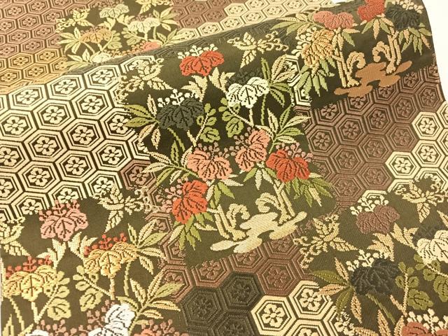 平和屋着物●六通柄袋帯 唐織 亀甲桐花文 金糸 正絹 逸品 CABG1631vp