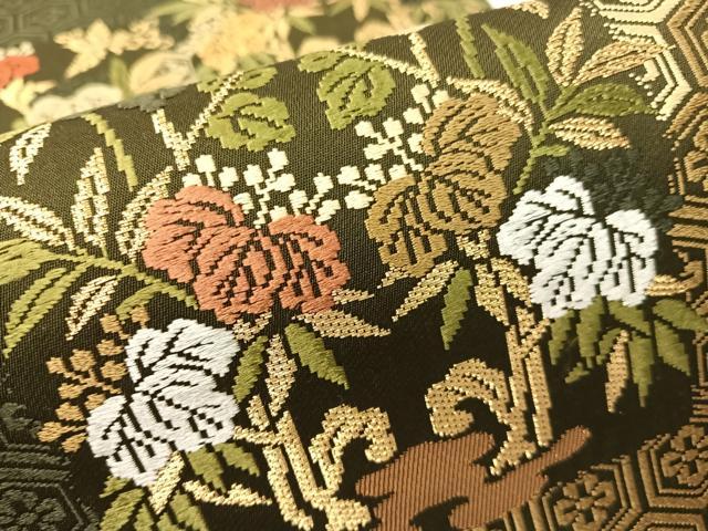 平和屋着物●六通柄袋帯 唐織 亀甲桐花文 金糸 正絹 逸品 CABG1631vp