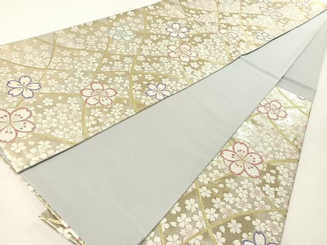 平和屋着物●六通柄袋帯 唐織 網目舞桜 金糸 正絹 逸品 CABG1647vp