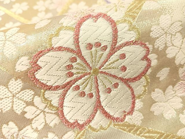 平和屋着物●六通柄袋帯 唐織 網目舞桜 金糸 正絹 逸品 CABG1647vp