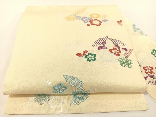 平和屋着物●九寸名古屋帯 唐織 ひった 舞花文 正絹 逸品 CABG1649vp