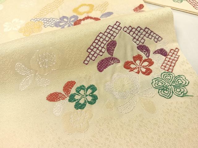 平和屋着物●九寸名古屋帯 唐織 ひった 舞花文 正絹 逸品 CABG1649vp