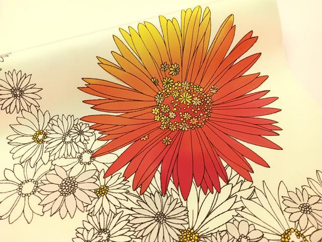 平和屋着物●塩瀬 九寸開き名古屋帯 手描き 菊花文 金彩 正絹 逸品 CABG1650vp