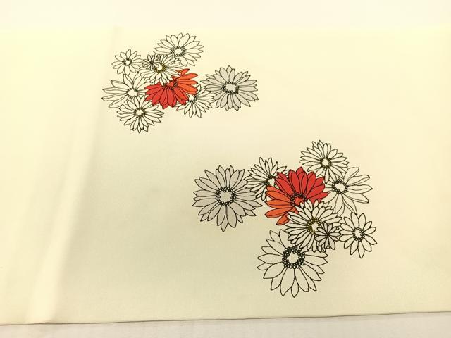 平和屋着物●塩瀬 九寸開き名古屋帯 手描き 菊花文 金彩 正絹 逸品 CABG1650vp