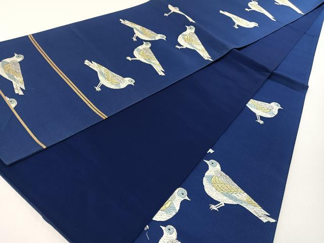 平和屋着物●森英恵・HANAE MORI 西陣 高島織物謹製 六通柄袋帯 唐織 群れ鳥 金銀糸 証紙付き 正絹 逸品 未使用 CABG1651vp
