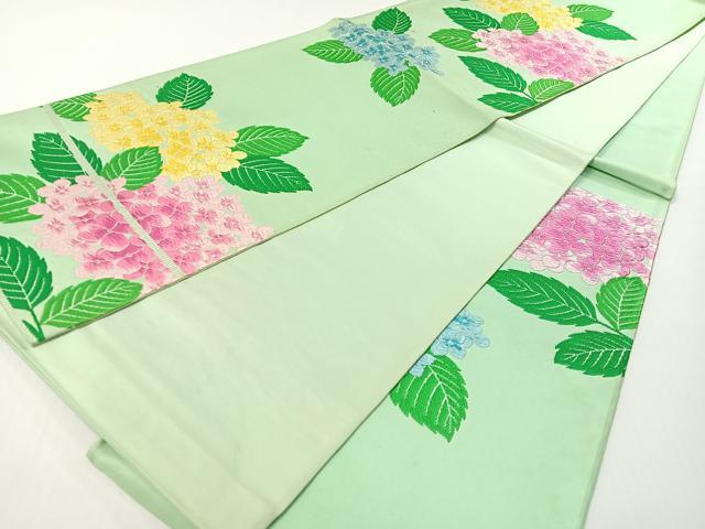 平和屋着物●森英恵・HANAE MORI 六通柄袋帯 唐織 紫陽花 正絹 逸品 未使用 CABG1652vp