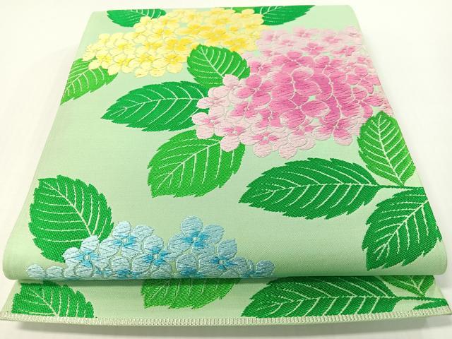 平和屋着物●森英恵・HANAE MORI 六通柄袋帯 唐織 紫陽花 正絹 逸品 未使用 CABG1652vp