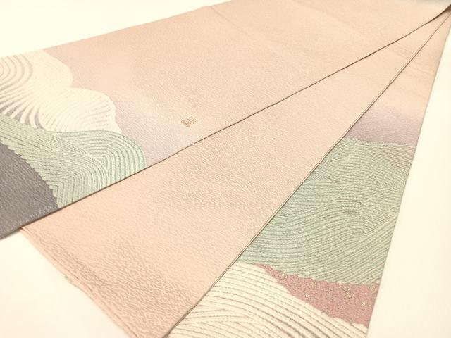平和屋着物●十日町 名門 滝泰謹製 太鼓柄袋帯 中国三大刺繍 相良刺繍 おぼろ染め 襲ね絞り 立波箔散らし 銀通し地 正絹 逸品 CABG1657vp