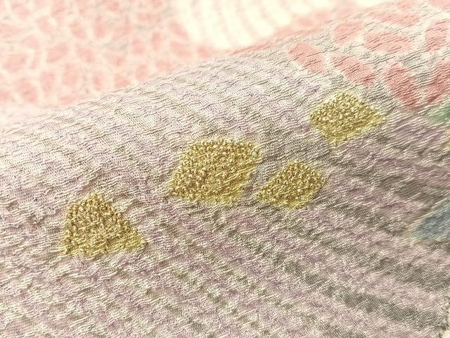 平和屋着物●十日町 名門 滝泰謹製 太鼓柄袋帯 中国三大刺繍 相良刺繍 おぼろ染め 襲ね絞り 立波箔散らし 銀通し地 正絹 逸品 CABG1657vp