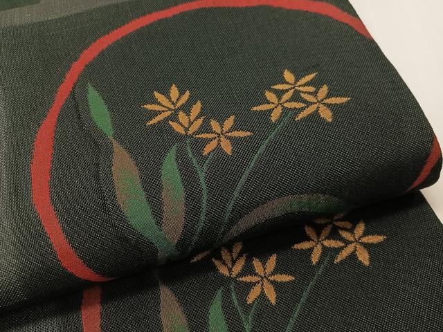 平和屋着物●名門木屋太 今河織物 六通柄袋帯 草花丸文 正絹 逸品 未使用 CABG1687vp