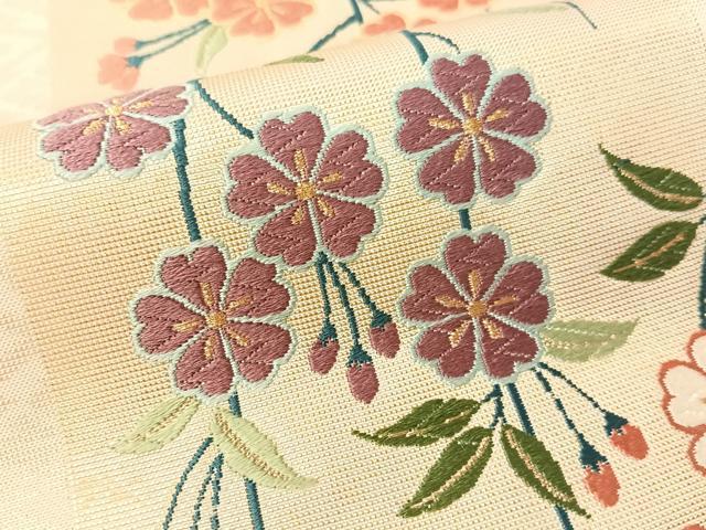 平和屋着物●六通柄袋帯 唐織 ボストン美術館 枝垂れ花間道 金糸 正絹 逸品 CABG1689vp