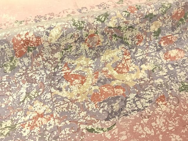 平和屋着物●石川県指定無形文化財 牛首紬 白山工房 手織り 角印 全通柄袋帯 鳳凰狩猟更紗 金彩 正絹 逸品 CABG1691vp