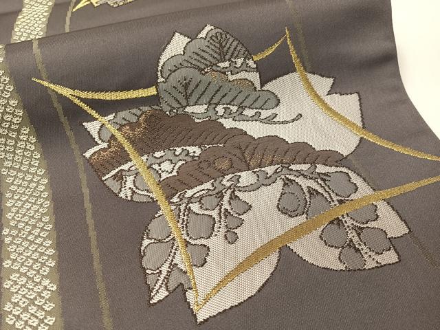 平和屋着物●西洞院辻が花 大脇一心 六通柄袋帯 藤松花蝶文 金銀糸 正絹 逸品 未使用 CABG1692vp