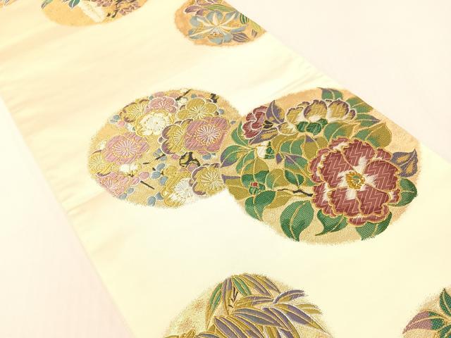平和屋着物●本加賀友禅作家 直江良三 六通柄袋帯 唐織 加賀の美 金銀糸 正絹 逸品 未使用 CABG1699vp