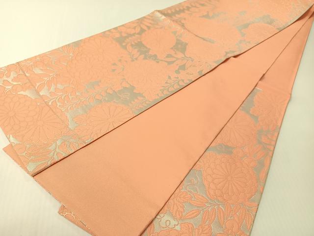 平和屋着物●西陣 白綾苑大庭 六通柄袋帯 藤花菊文 銀彩 正絹 逸品 CABG1706vp