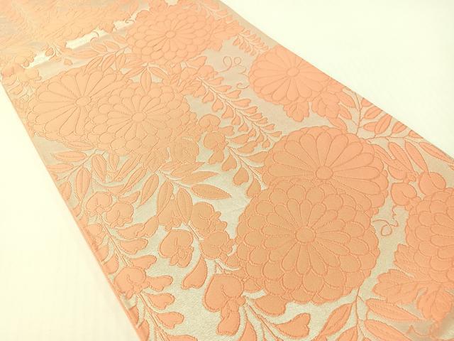 平和屋着物●西陣 白綾苑大庭 六通柄袋帯 藤花菊文 銀彩 正絹 逸品 CABG1706vp