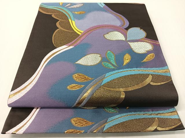 平和屋着物●六通柄袋帯 舞桜松文 金銀糸 正絹 逸品 CABG1712vp