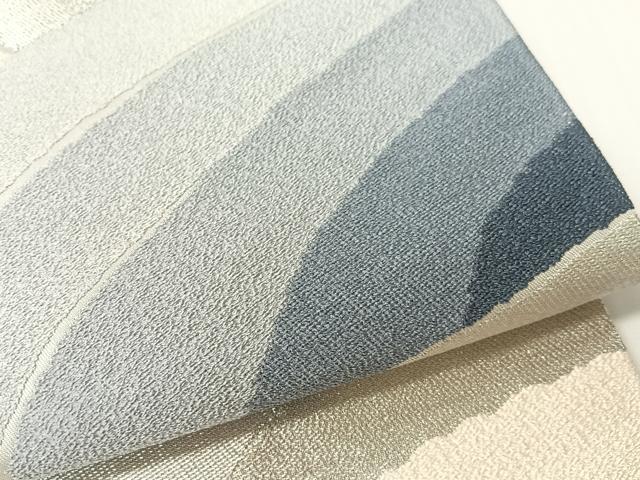 平和屋着物●西陣 白綾苑大庭 六通柄袋帯 青海波 銀糸 証紙付き 正絹 逸品 未使用 CABG1714vp
