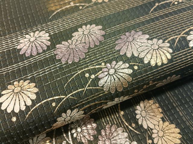 平和屋着物●金彩友禅 卓越技能者・名工・和田光正 太鼓柄袋帯 露芝菊文 正絹 逸品 CABG1716vp