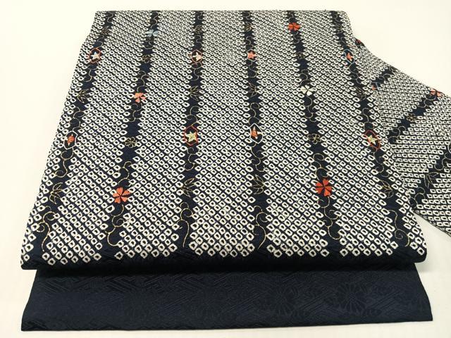 平和屋着物●九寸名古屋帯 刺繍 絞り 花唐草間道 金彩 正絹 逸品 CABG1717vp