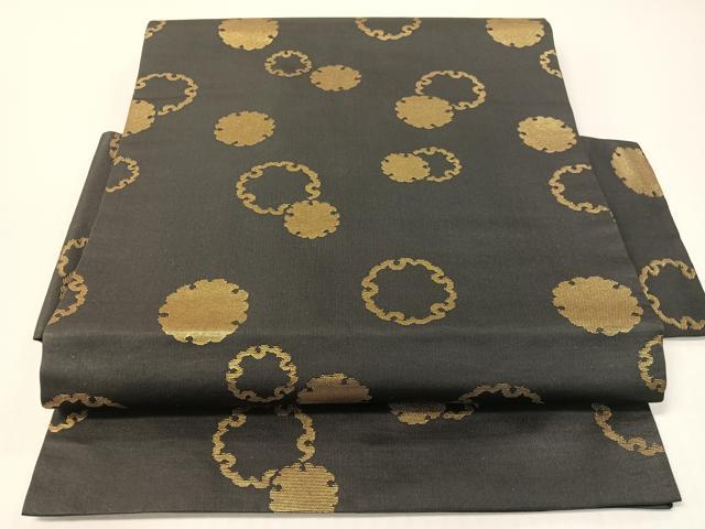 平和屋着物●つけ帯 雪輪文様 金糸 正絹 逸品 CABG1726vp