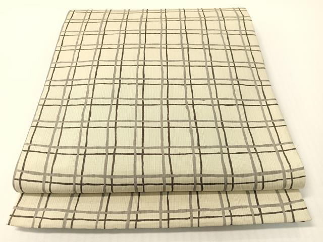 平和屋着物●両面 全通柄袋帯 格子柄 正絹 逸品 未使用 CABG1731vp