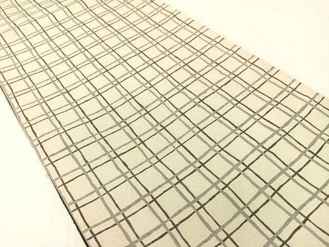 平和屋着物●両面 全通柄袋帯 格子柄 正絹 逸品 未使用 CABG1731vp