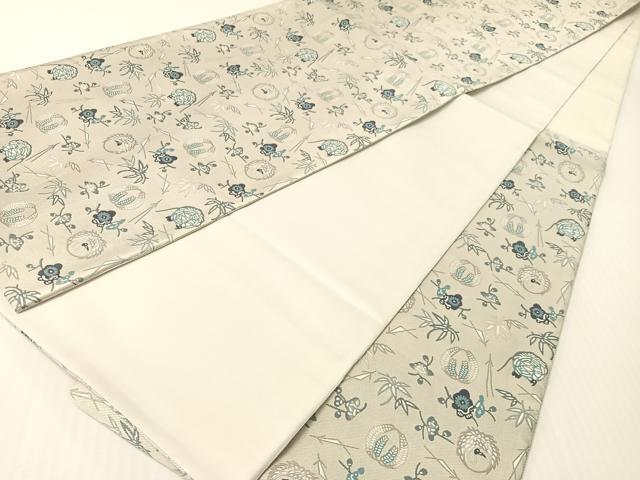 平和屋着物●六通柄袋帯 紹巴紅型 吉祥花文 正絹 逸品 CABG1741vp