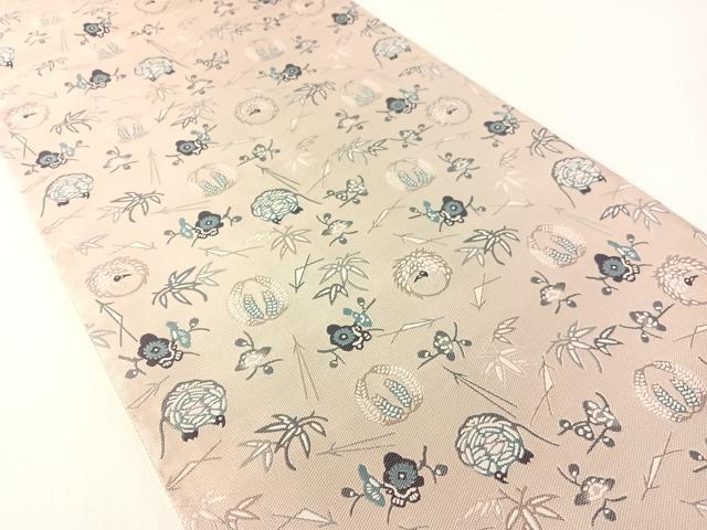 平和屋着物●六通柄袋帯 紹巴紅型 吉祥花文 正絹 逸品 CABG1741vp