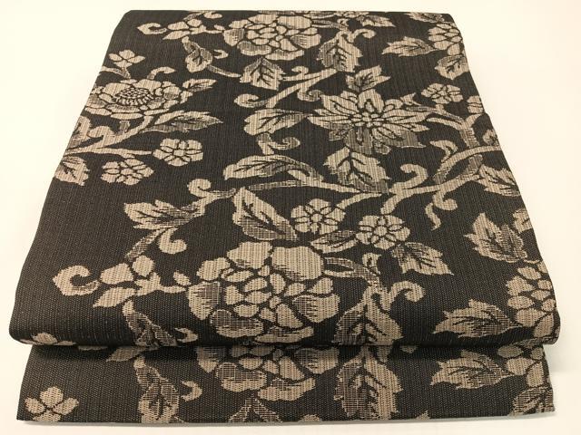 平和屋着物●九寸開き名古屋帯 更紗唐草文 正絹 逸品 未使用 CABG1753vp