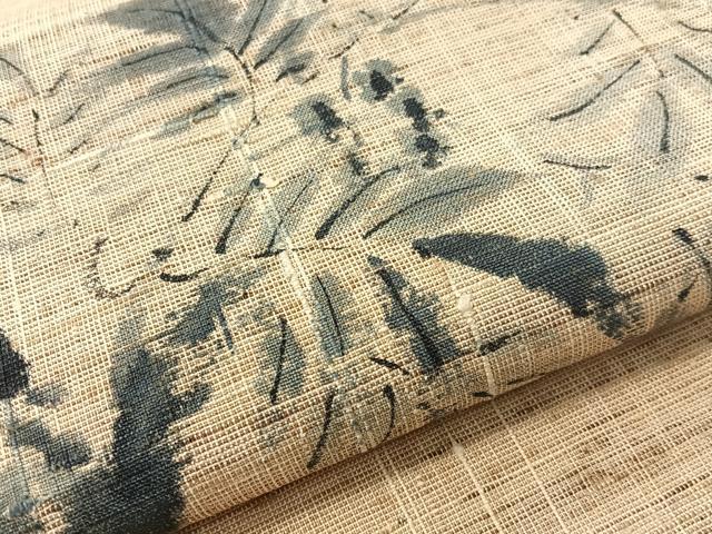 平和屋着物●九寸名古屋帯 作家物 手描き 紬地 藤花房 正絹 逸品 CABG1756vp