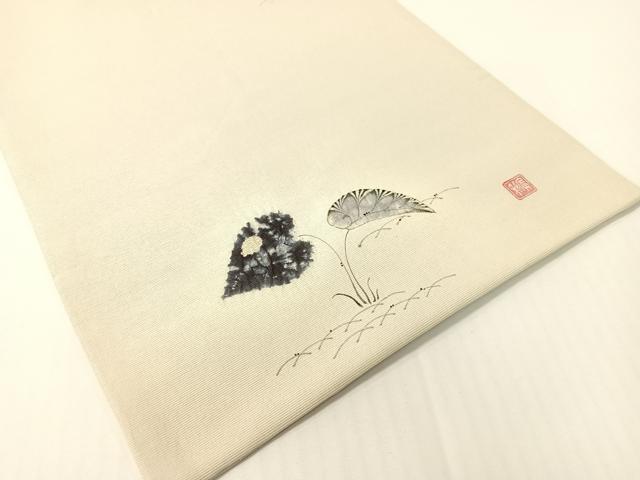 平和屋着物●日本工芸会正会員 福村廣利 絵絞庵 太鼓柄袋帯 手描き 絞り 辻が花 金通し地 正絹 逸品 CABG1763vp