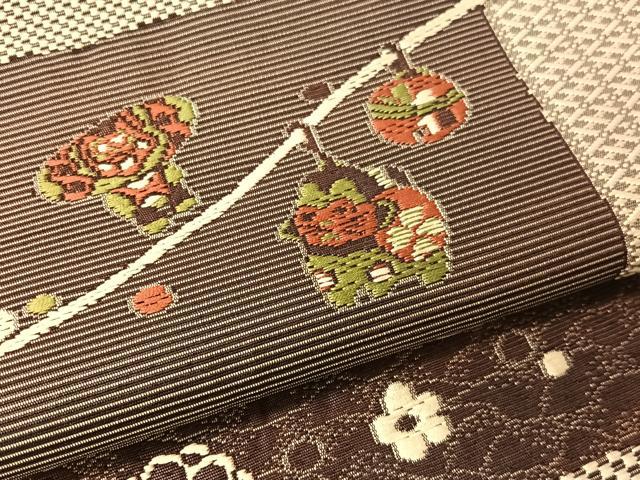 平和屋着物●本場筑前博多織 八寸名古屋帯 唐織 市松玩具花間道 正絹 逸品 CABG1768vp